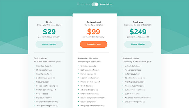 Teachable Pricing Teachable Pricing