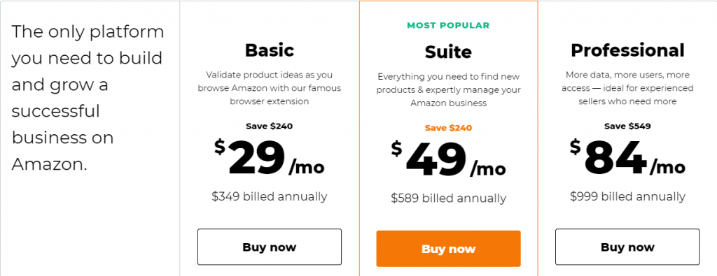 Jungle Scout Pricing Plan