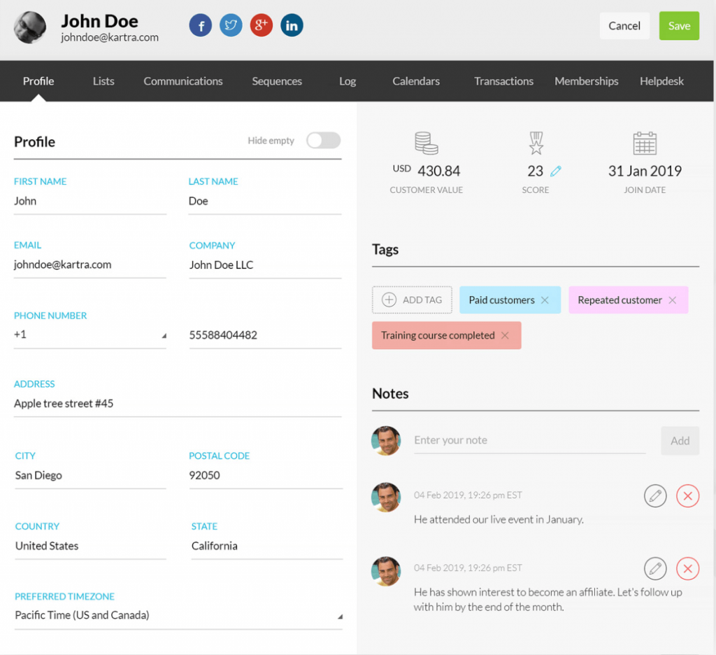 Leads and funnels