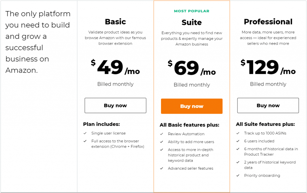 Jungle Scout Pricing Plan