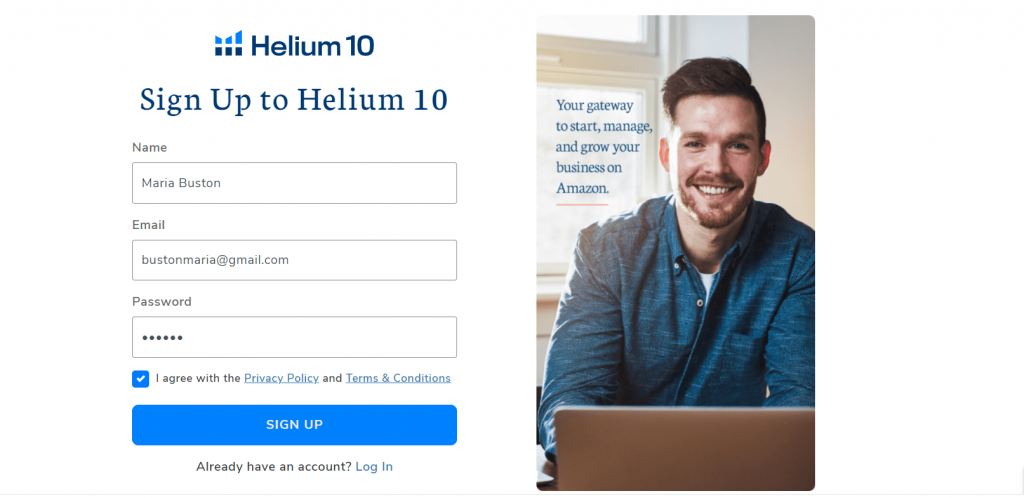 Helium 10 Sign up