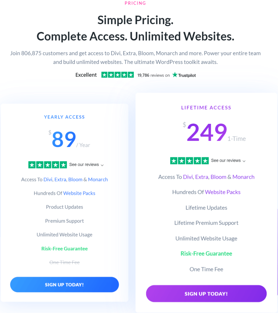 Divi Pricing Divi Pricing