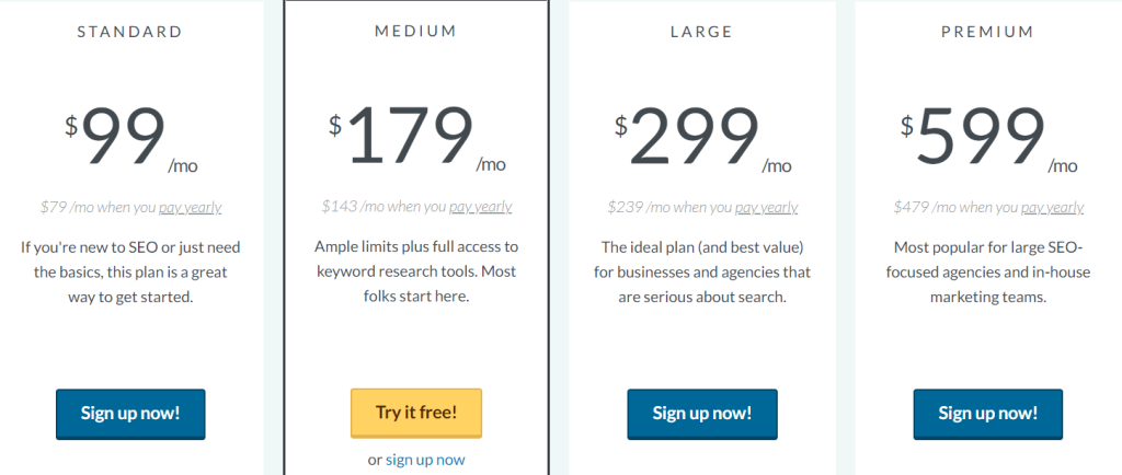 Moz Pricing Plan