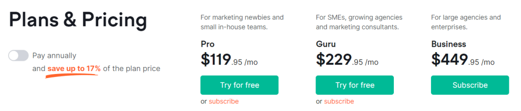 SEMrush Pricing Plan