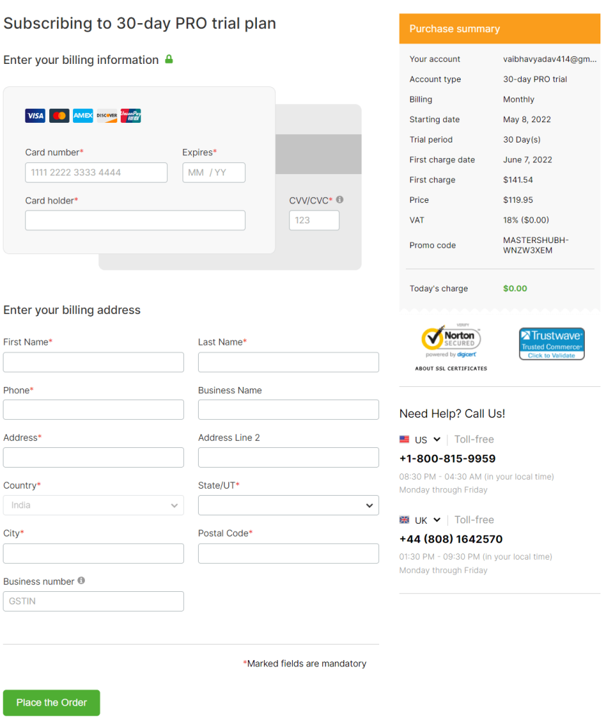 Enter Billing Information Enter Billing Information