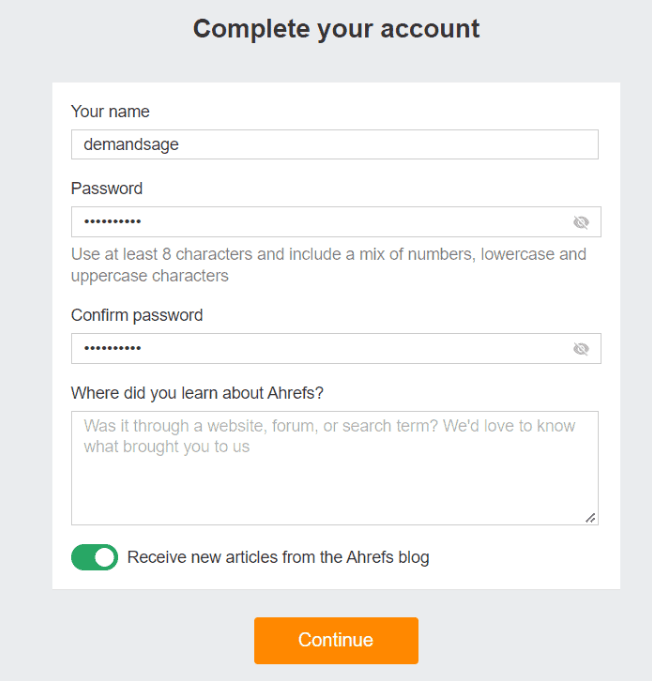 Complete Your Account Complete Your Account