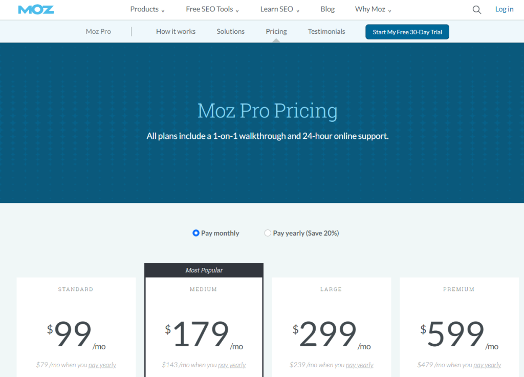 Moz Pro Pricing