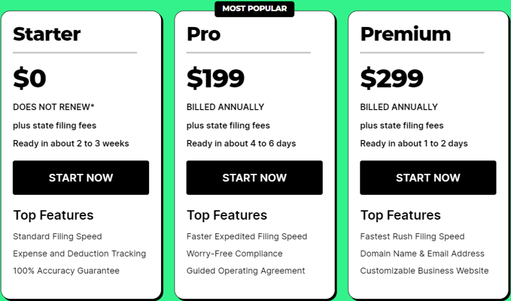 ZenBusiness Pricing Plan ZenBusiness Pricing Plan
