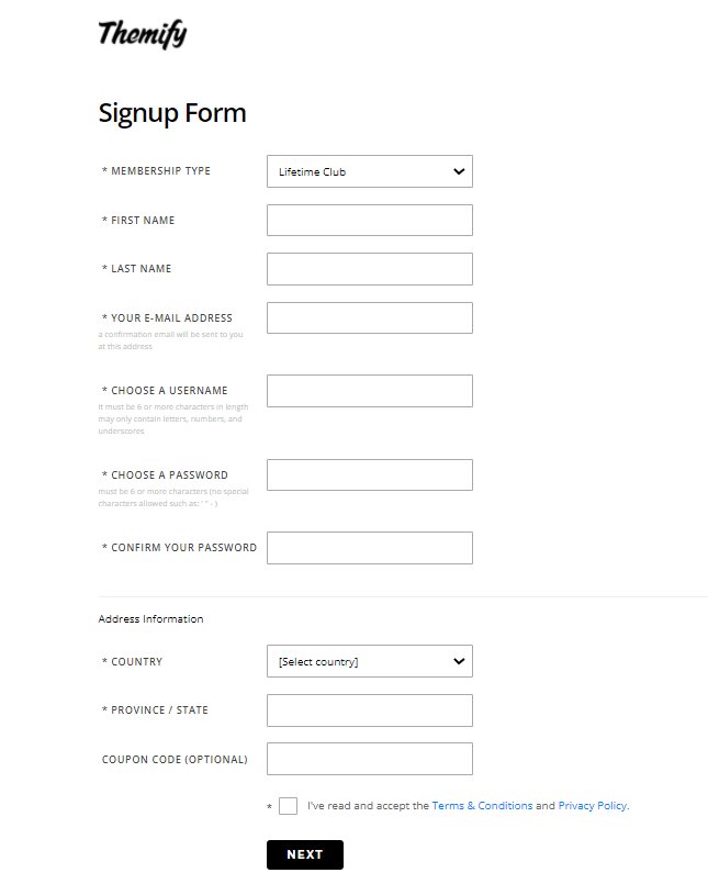 Themify - Signup Form Themify - Signup Form