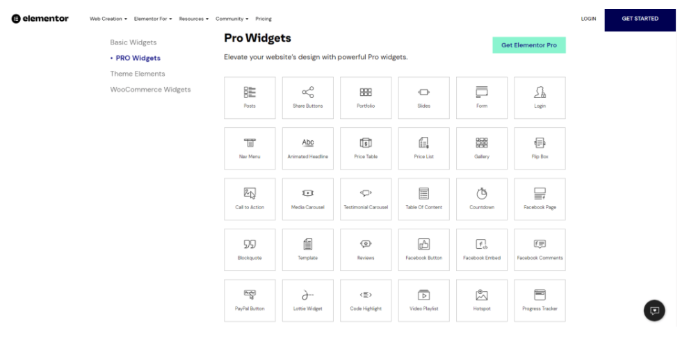 Elementor Pro - Widgets Elementor Pro - Widgets
