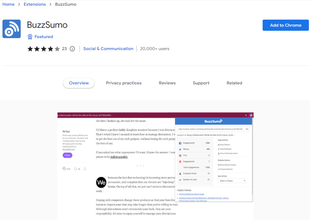 SEO Chrome Extensions - Buzzsumo SEO Chrome Extensions - Buzzsumo