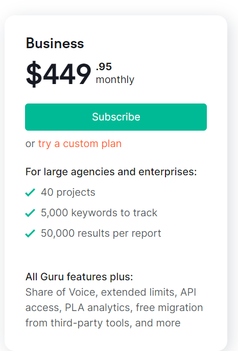 Semrush Business Plan