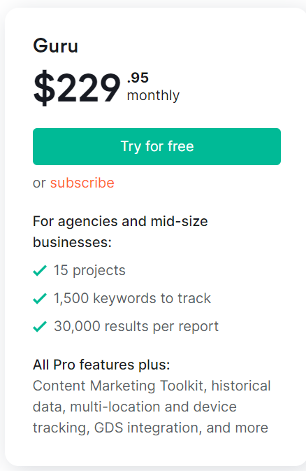 Semrush Guru Plan Semrush Guru Plan