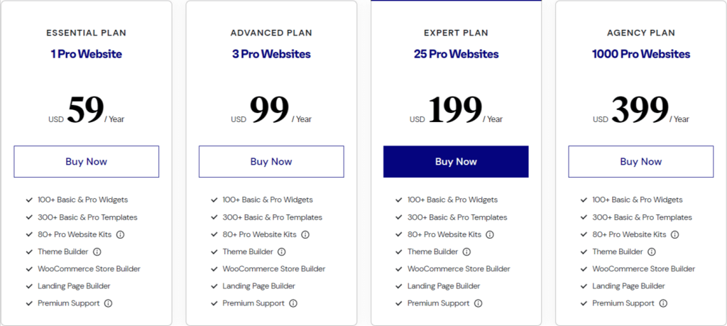 Elementor Pricing Plan Elementor Pricing Plan