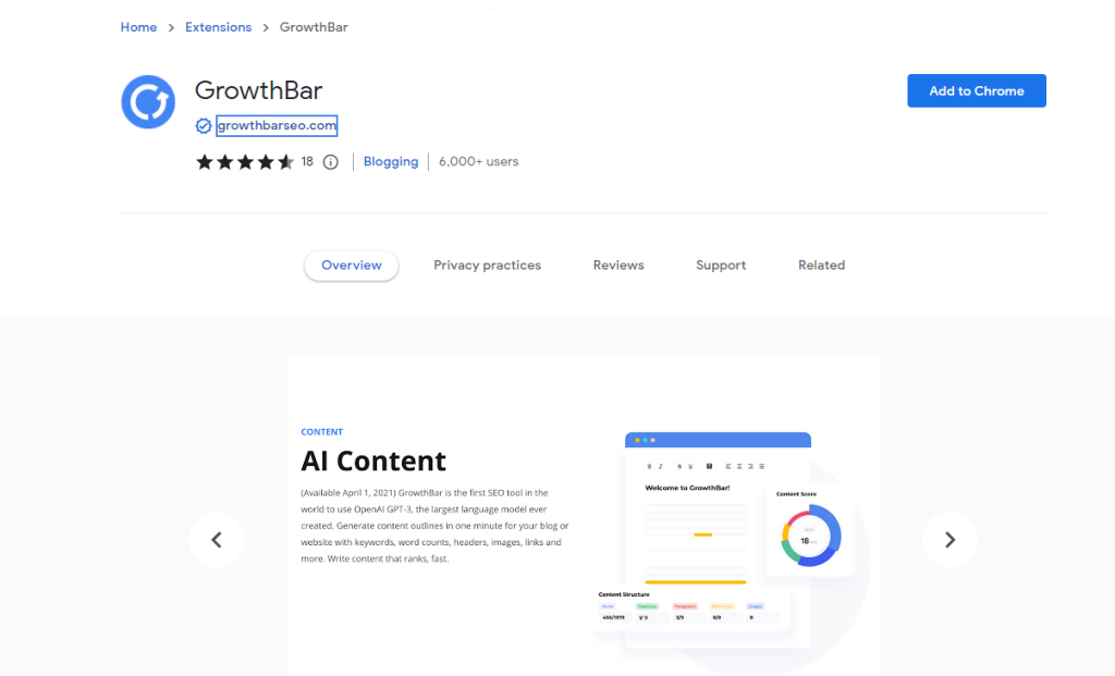 GrowthBar Chrome Extension GrowthBar Chrome Extension